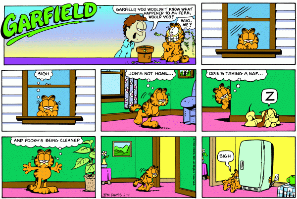 Komiksy garfield - komiks z dnia 04/02/1990