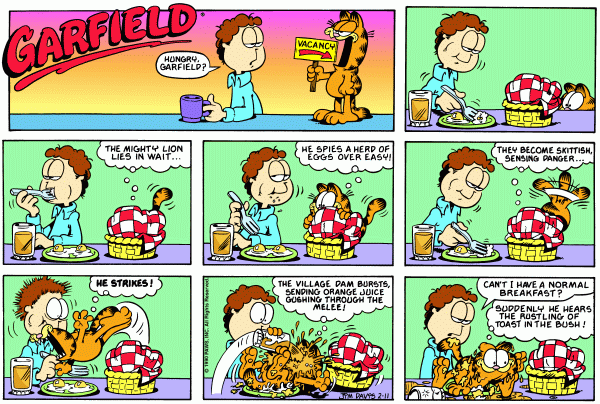 Komiksy garfield - komiks z dnia 11/02/1990