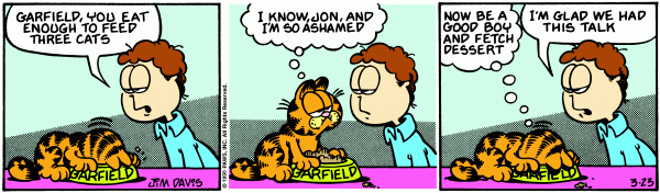 Komiksy garfield - komiks z dnia 23/03/1990