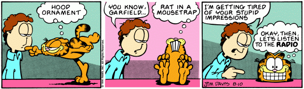 Komiksy garfield - komiks z dnia 10/08/1990