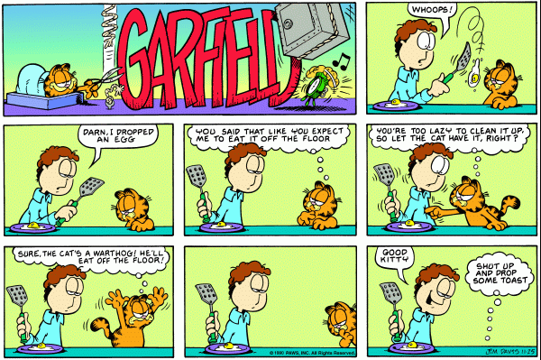 Komiksy garfield - komiks z dnia 25/11/1990