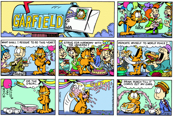Komiksy garfield - komiks z dnia 30/12/1990