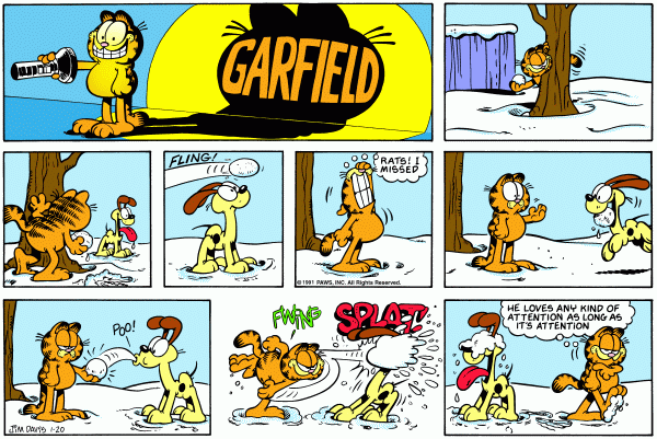 Komiksy garfield - komiks z dnia 20/01/1991