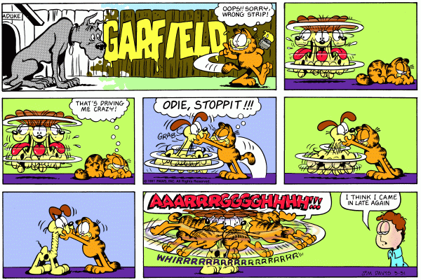 Komiksy garfield - komiks z dnia 31/03/1991