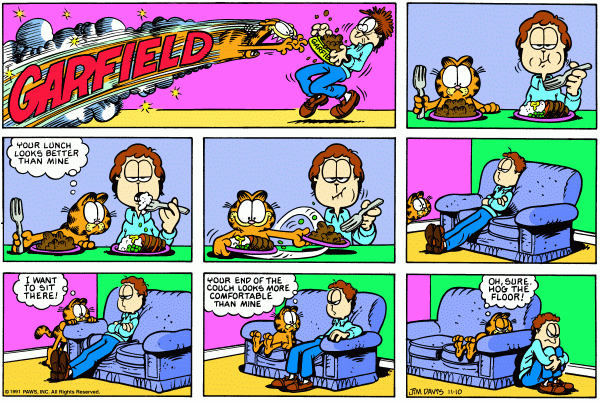 Komiksy garfield - komiks z dnia 10/11/1991