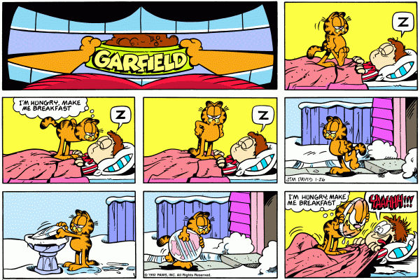 Komiksy garfield - komiks z dnia 26/01/1992