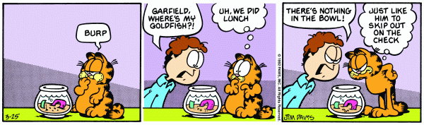 Komiksy garfield - komiks z dnia 25/03/1992