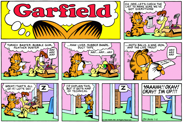 Komiksy garfield - komiks z dnia 12/07/1992