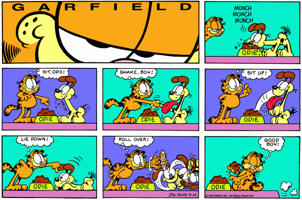 Komiksy garfield - komiks z dnia 20/09/1992