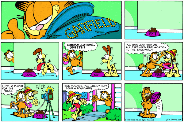 Komiksy garfield - komiks z dnia 14/02/1993