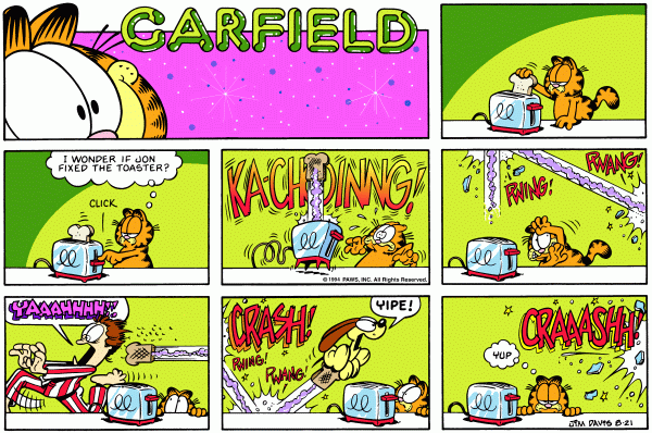 Komiksy garfield - komiks z dnia 21/08/1994