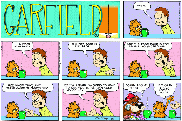 Komiksy garfield - komiks z dnia 20/01/2002