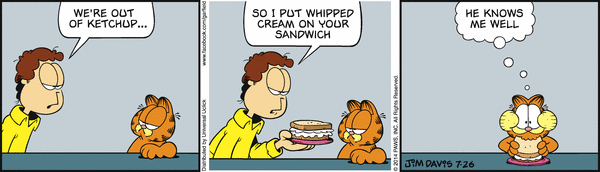 Komiksy garfield - komiks z dnia 26/07/2014
